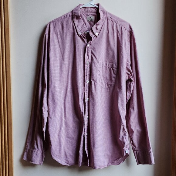 J.Crew Red/White Micro-Checked Casual Button Down Shirt Size Large - Picture 1 of 15